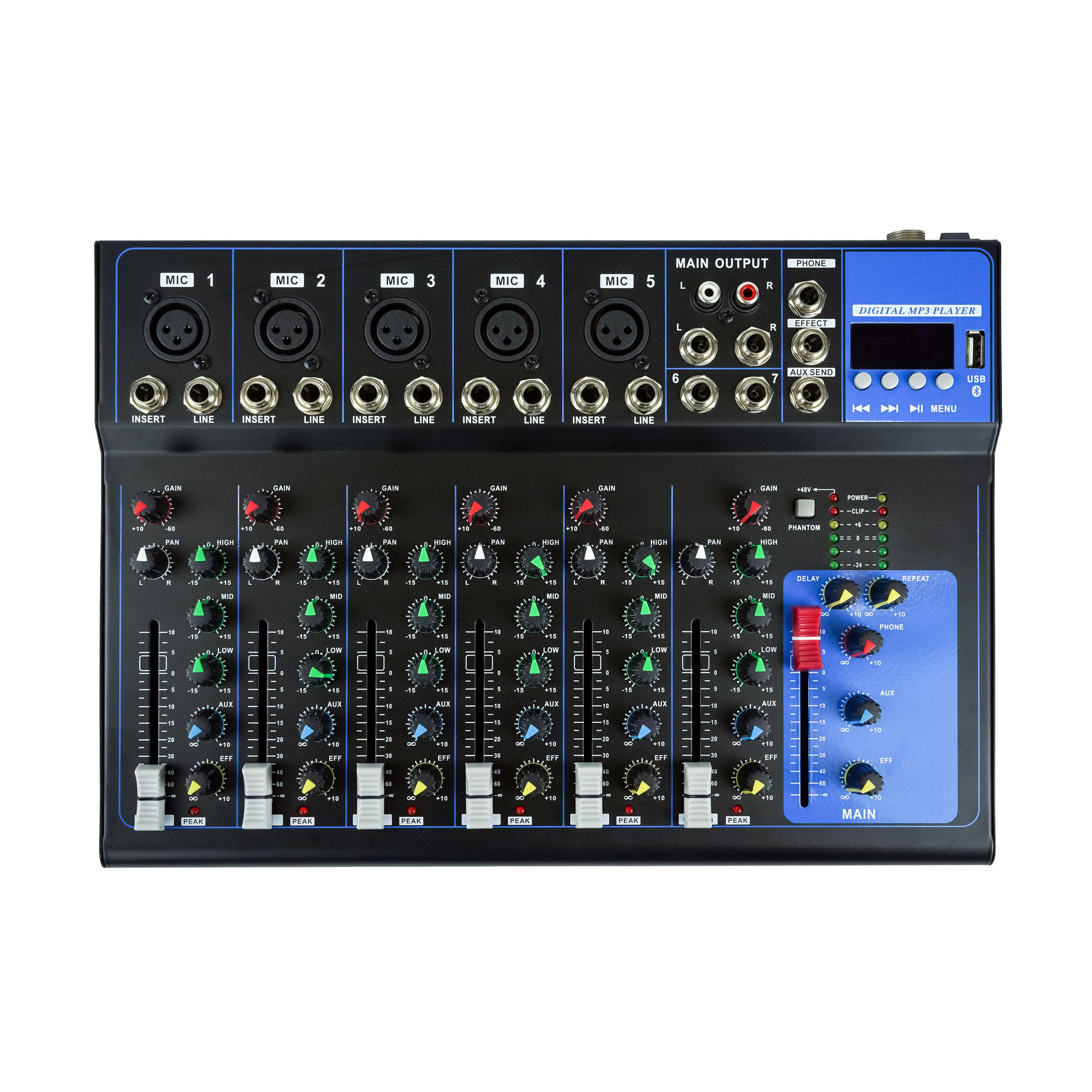 Аналоговий мікшерний пульт F7 PAMP-100-2Z SUB 18 з Bluetooth, USB та підсилювачем 0