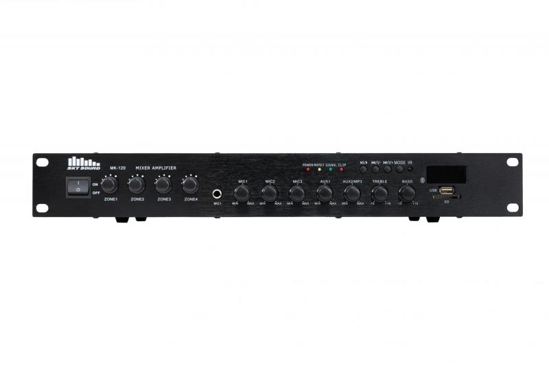 Трансляційний підсилювач SKY SOUND MK-120W 120Вт, 4 зони, Bluetooth, FM, USB/SD, пульт ДУ 0