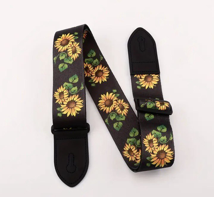 Ремінь для гітари з принтом соняхів 0