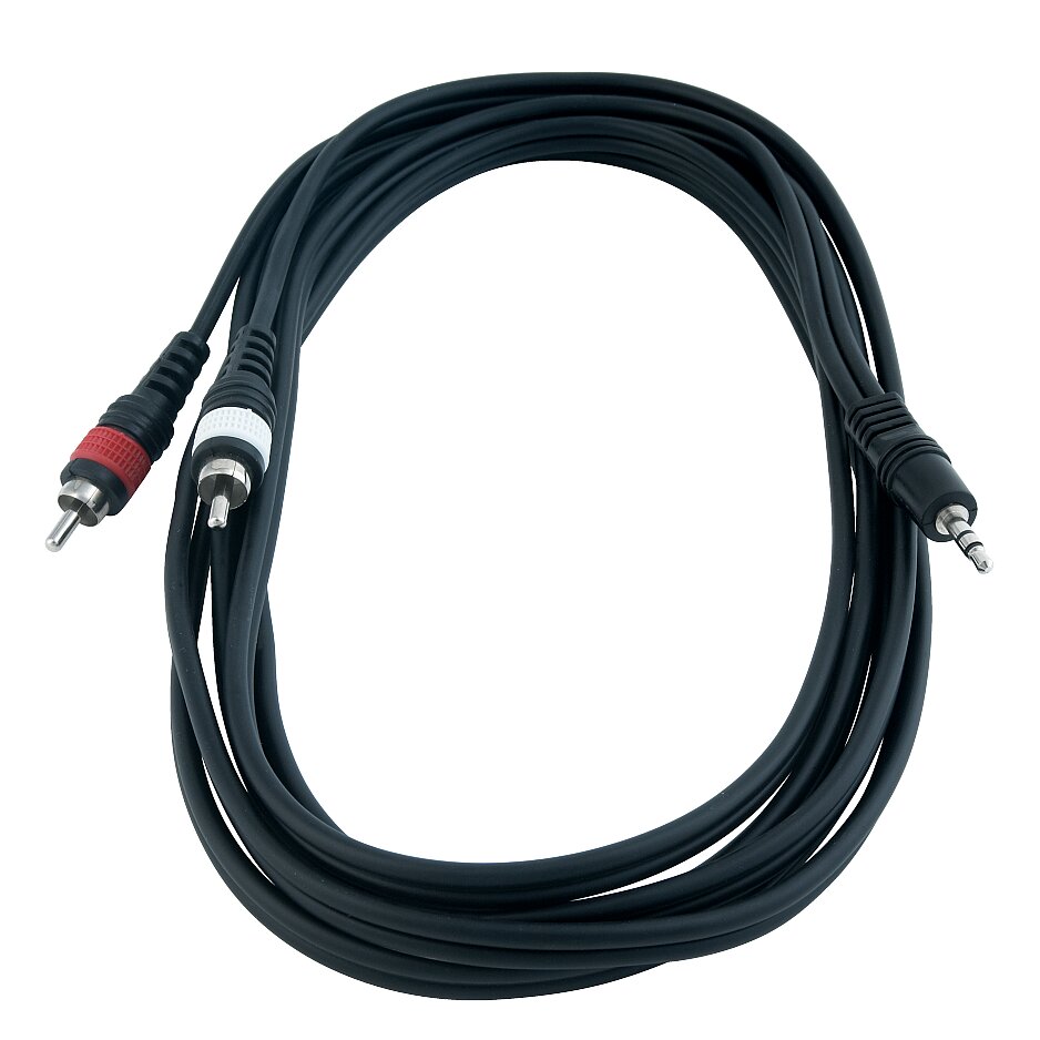 Готовий стерео кабель ROCKCABLE RCL20902 D4 PATCH CABLE - 2 X RCA TO TRS MINIJACK (1.5M) 0