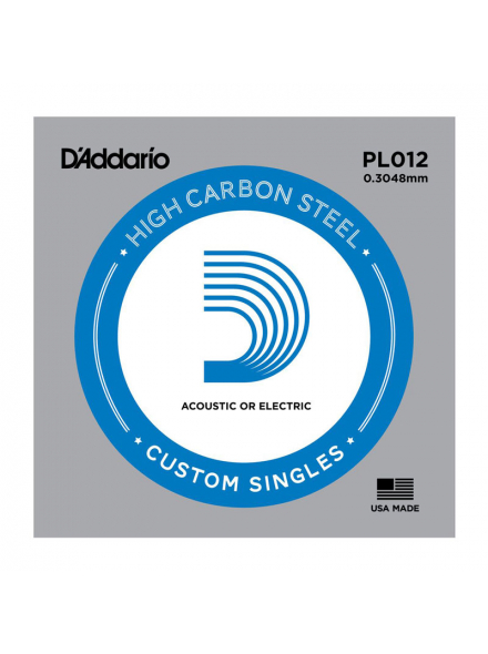 Струна для гітари D'ADDARIO PL012 PLAIN STEEL .012 0